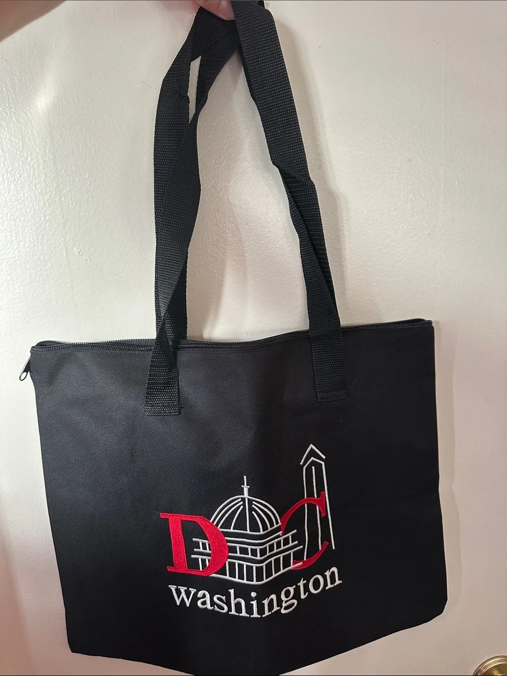 DC Washington Black Tote Bag with Red & White Logo